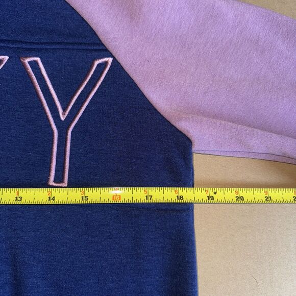 Roxy Liberty Hoodie Pullover Zip Pockets Missing Strings Small Navy/Purple - Picture 4 of 9